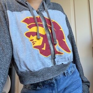 Gray and Red USC Graphic Hoodie